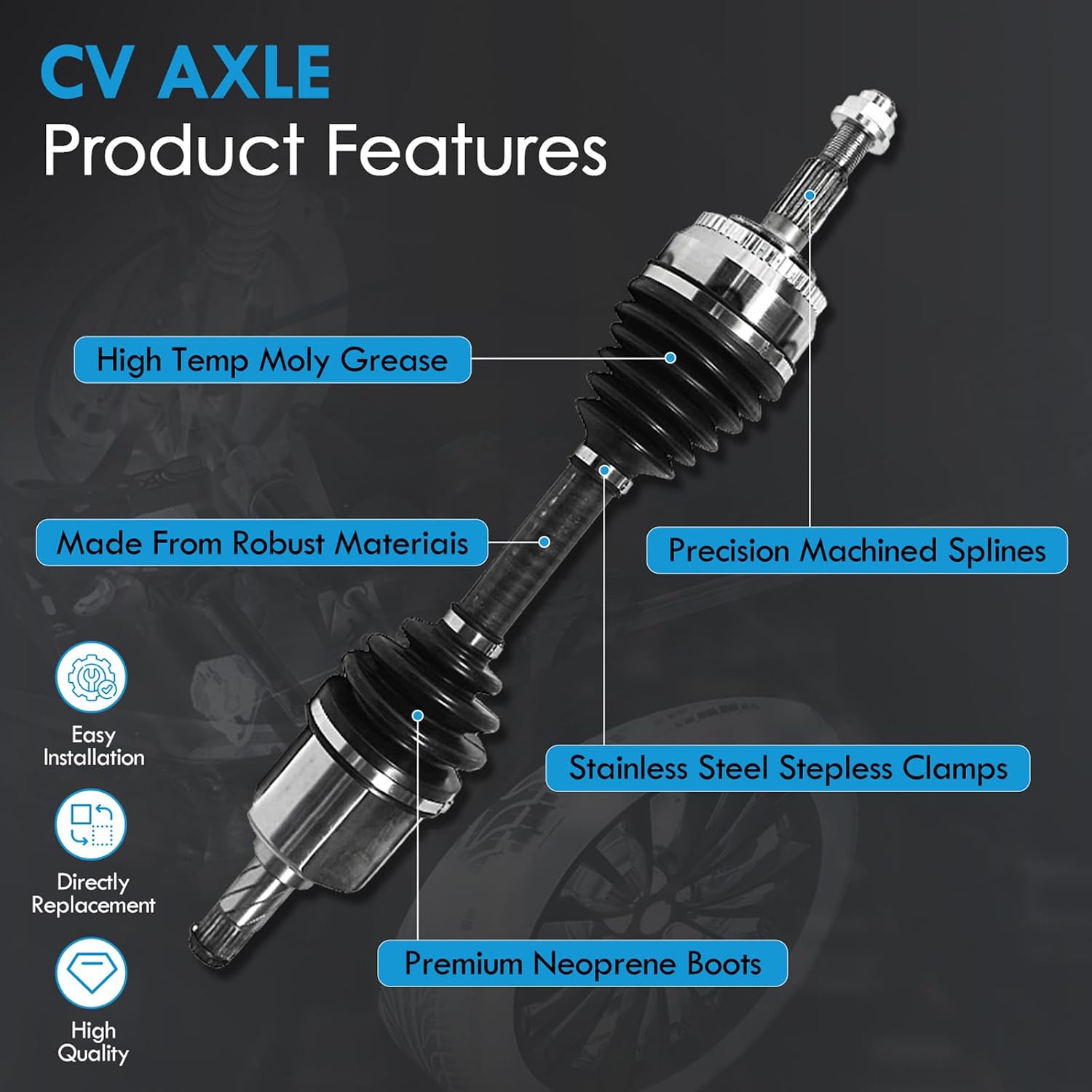 AUCT 22127 - $123 AWD Front CV Axle Shaft Assembly Compatible with Nissan Rogue 2014-2015, 2.5L L4 AWD - Image 2
