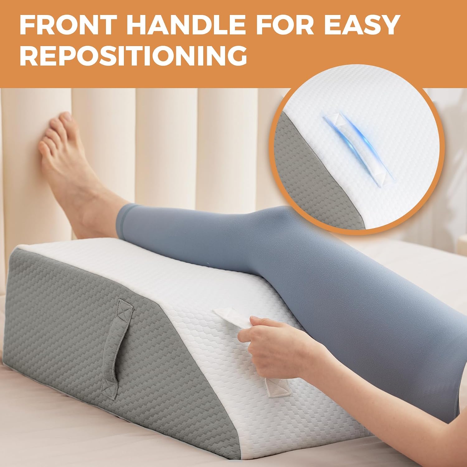 AUCT 20892 - BIEEZZK Leg Elevation Pillow Blood Circulation, 23.6 16.8 8in, White/Grey - Image 2