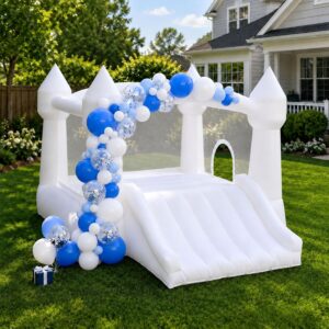 AUCT 22548 - $300 AKSPORT White Bounce House for Kids, Inflatable Bounce House with Slide