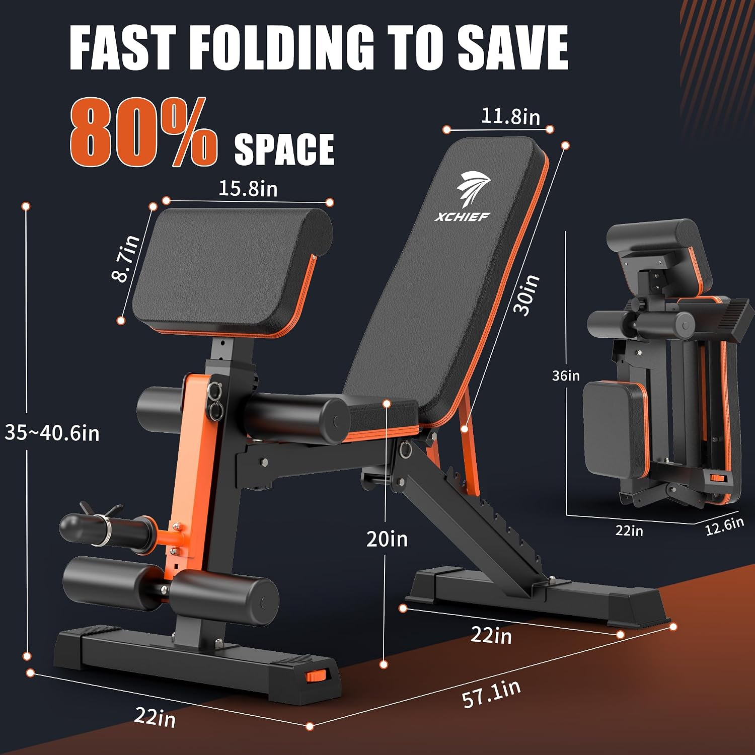 AUCT 21878 - $142 Adjustable Weight Bench - 1000LBS Capacity Heavy Duty Foldable Workout Bench for Full - Image 4