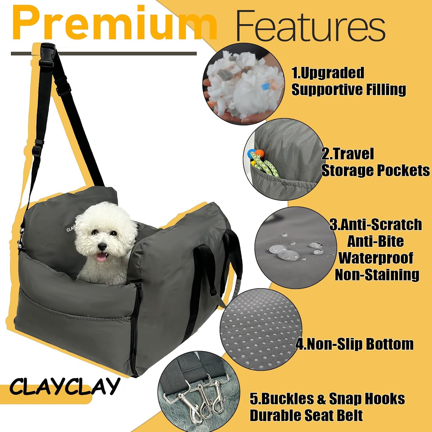 AUCT 20919 - 4-in-1 Dog Car Seat, Convertible Pet Booster Seat for Small Medium Dogs Up to 25lbs, Porta - Image 4