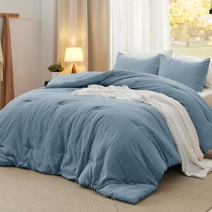 AUCT 21002 - Bedsure Comforter Set Full Prewashed Soft Bedding 3Pcs Dusty Blue 82"x86"