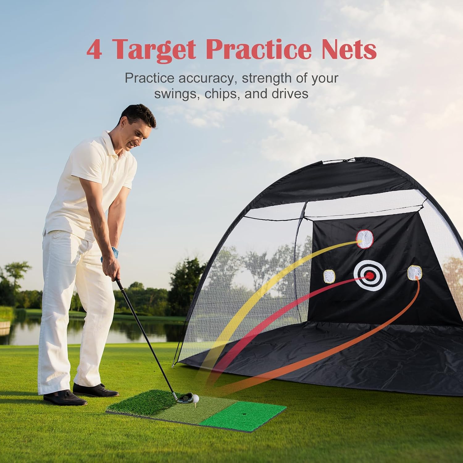 AUCT 21489 - 10 x 7ft Backyard Golf Practice Net with Mat for Indoor/Outdoor Hitting - Image 2