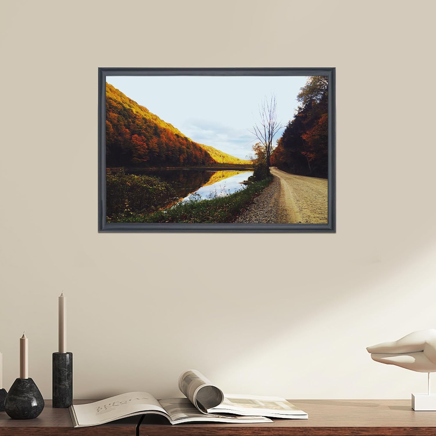AUCT 20873 - 22x36 inch Picture Frame Solid Wood Black,Suitable for Panoramic Photo Frame, Posters,Pain - Image 3