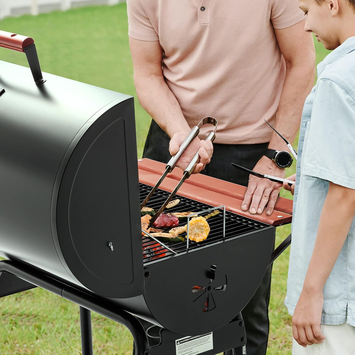 AUCT 22602 - $115 Royal Gourmet CC1830V 30 Barrel Charcoal Grill with Side Front Table - Image 3