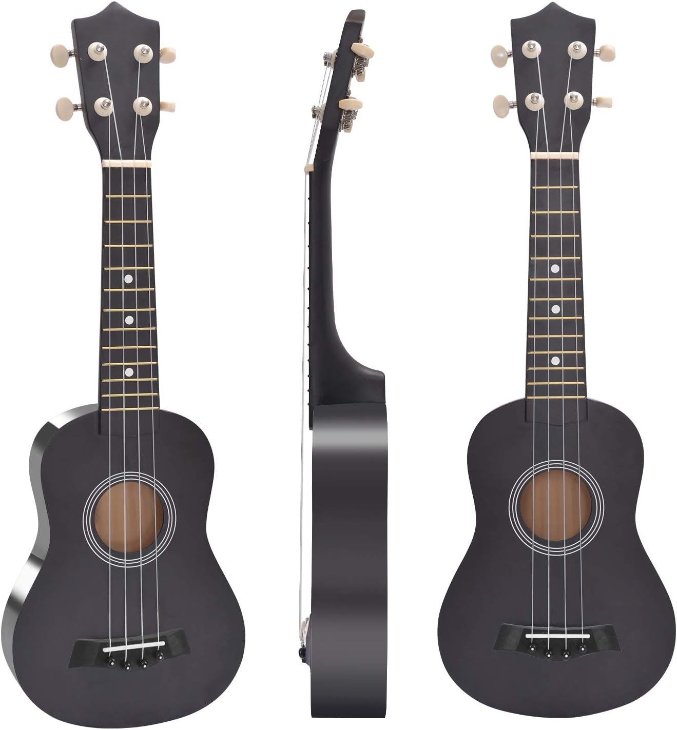 AUCT 21055 - Soprano Ukulele Beginner, 21 Inch Basswood kids Ukuleles Starter Kit Black - Image 2