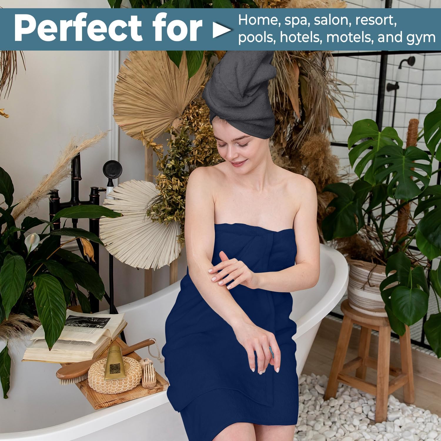 AUCT 20695 - QUBA LINEN Hotel & Spa 100% Cotton Bath Towels Pack of 6, Ultra Soft, Quick Dry, Lightweig - Image 4