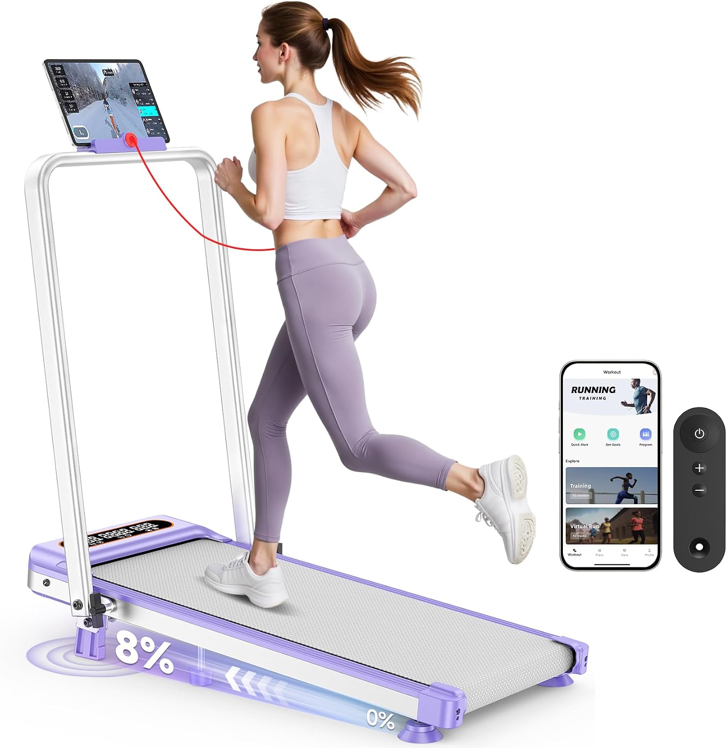 AUCT 20271 - $160 2026 Upgrade Walking Pad Treadmill with 8% Incline & Handle Bar, 3.5HP Portable Tread