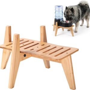 AUCT 22430 - Dog Water and Food Dispenser Stand for Medium Dogs - Adjustable, Bamboo