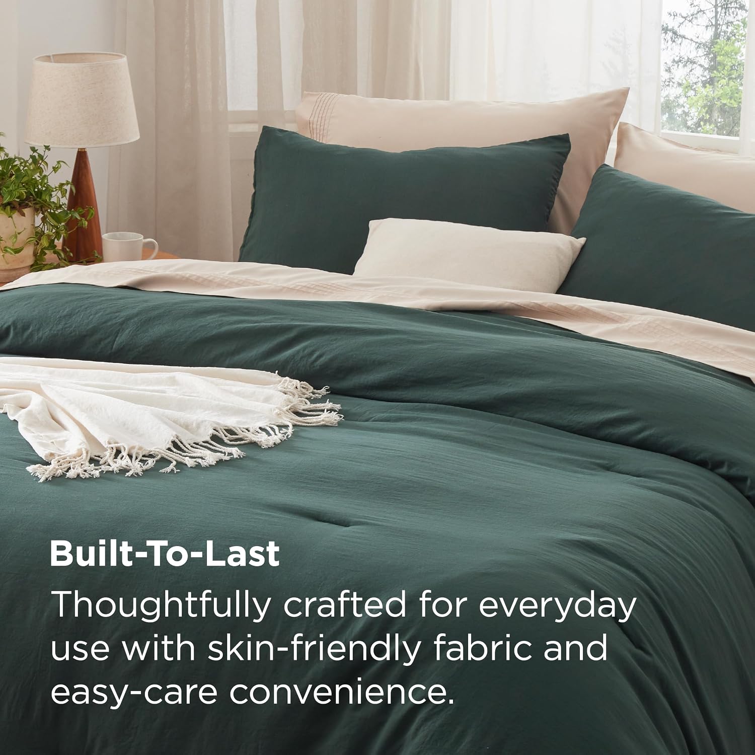 AUCT 20886 - $55 Bedsure King Comforter Set Prewashed Bedding Set 3Pcs Forest Green 104"x90" - Image 3