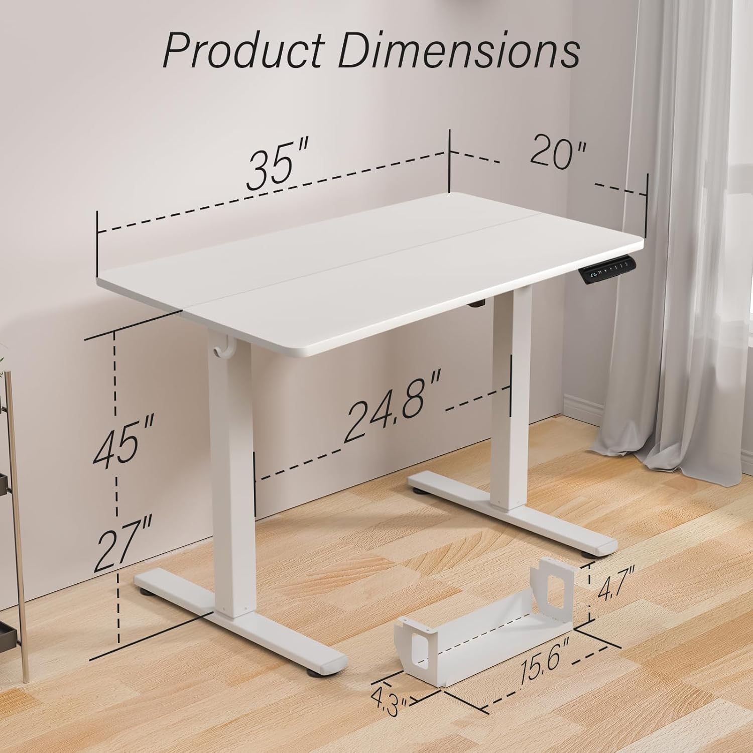 AUCT 20551 - $104 Kingant Standing Desk, 35x20 Inch Electric Height Adjustable Computer Desk - Image 3