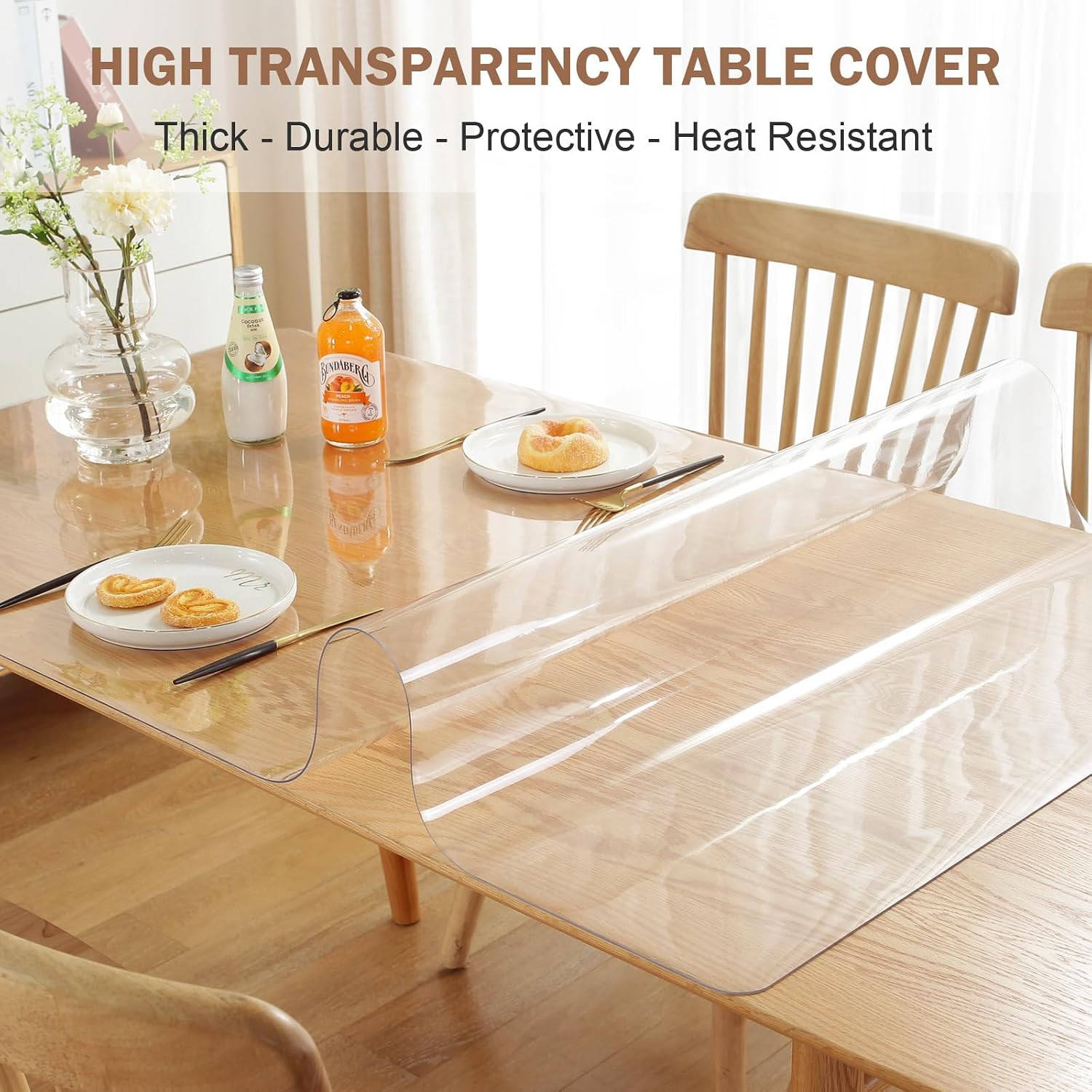 AUCT 22571 - $93 LovePads Clear Table Cover Protector 40 x 108 Inch, 2mm Thick Plastic Mat - Image 2