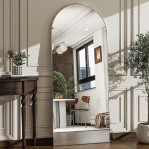 AUCT 22577m - $58 57" x 20" Arched Full Length Mirror - Wall Mounted/Floor Mirror Aluminum Alloy Frame F