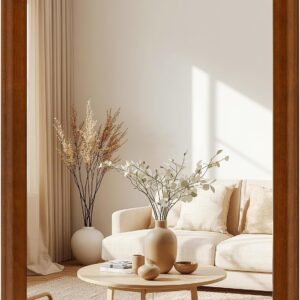 AUCT 21568m - $66 Rectangle Bathroom Mirror 24x36 Inch, Brwon Wood Grain Finish Mirrors