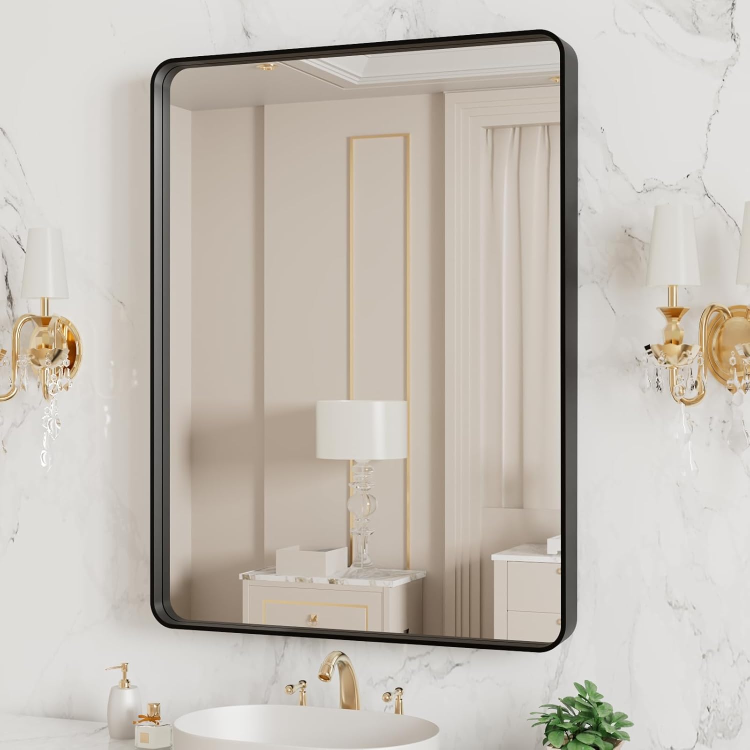 AUCT 20951 - LOAAO 20X16 Inch Black Bathroom Mirror Metal Framed - Image 3