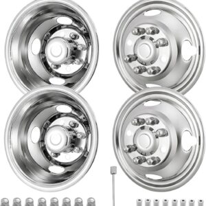 AUCT 20648 - $250 CIRONBOW 16" 8 Lug Wheel Simulators,Stainless Steel,with Bolt Kit Fit for Pick-up Tru