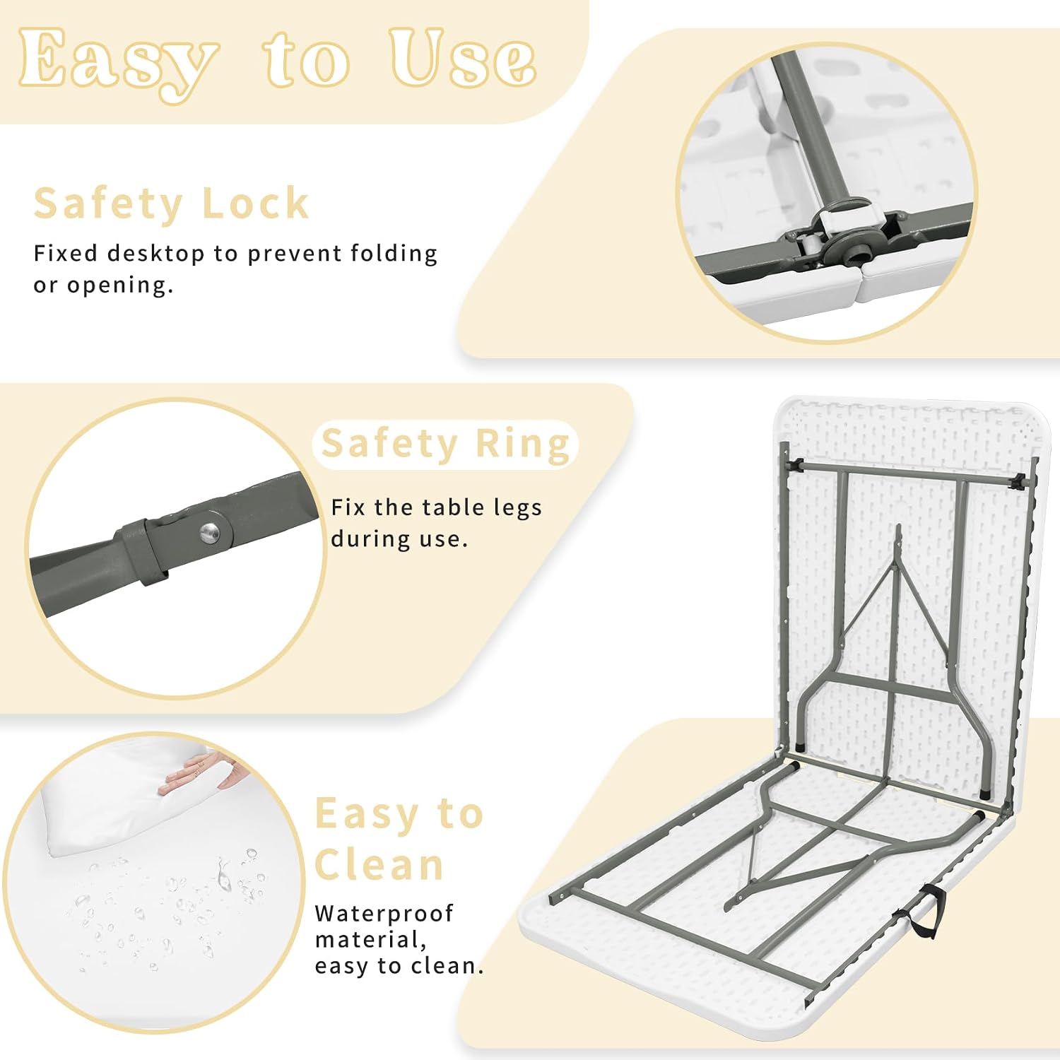 AUCT 22519 - HAISIWLKJ Folding Table 6 FT Lightweight Camping Table Portable Plastic Rectangular Outdoo - Image 4