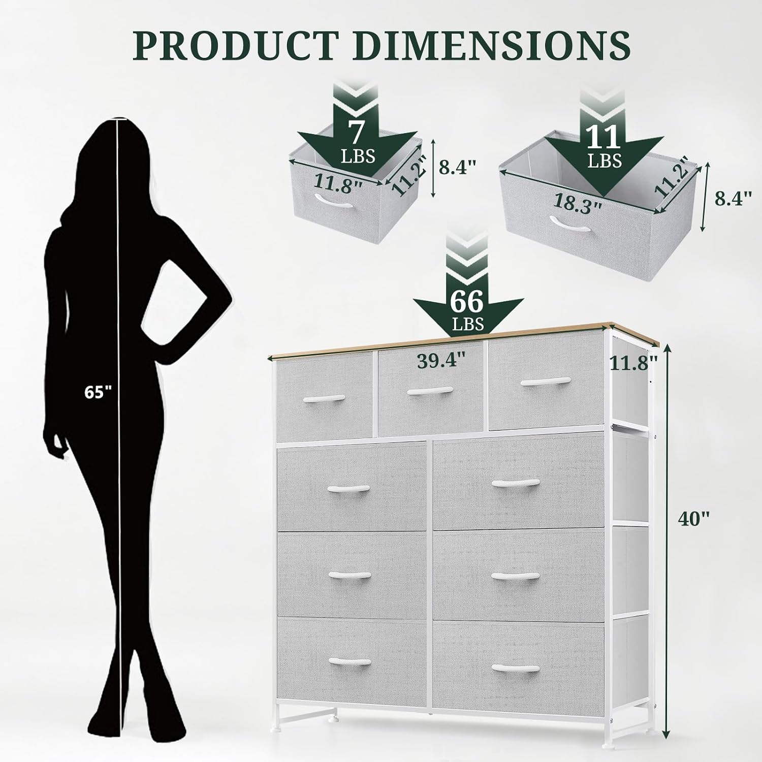 AUCT 22615 - $69 9-Drawer Dresser for Bedroom, Anti-Tip Tall Storage Organizer - Image 3