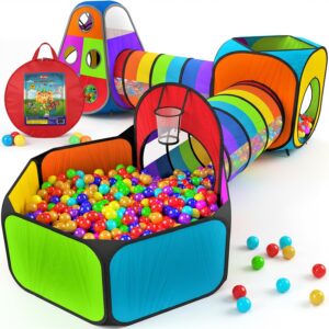 AUCT 20563 - $60 Playz 5pc Pop Up Play Tent and Crawl Through Tunnels for Kids w/Carry Bag