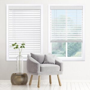 AUCT 22267 - DEZ FURNISHINGS Cordless 2" Signature Faux Wood Blind, 40" W x 60" H, Embossed White