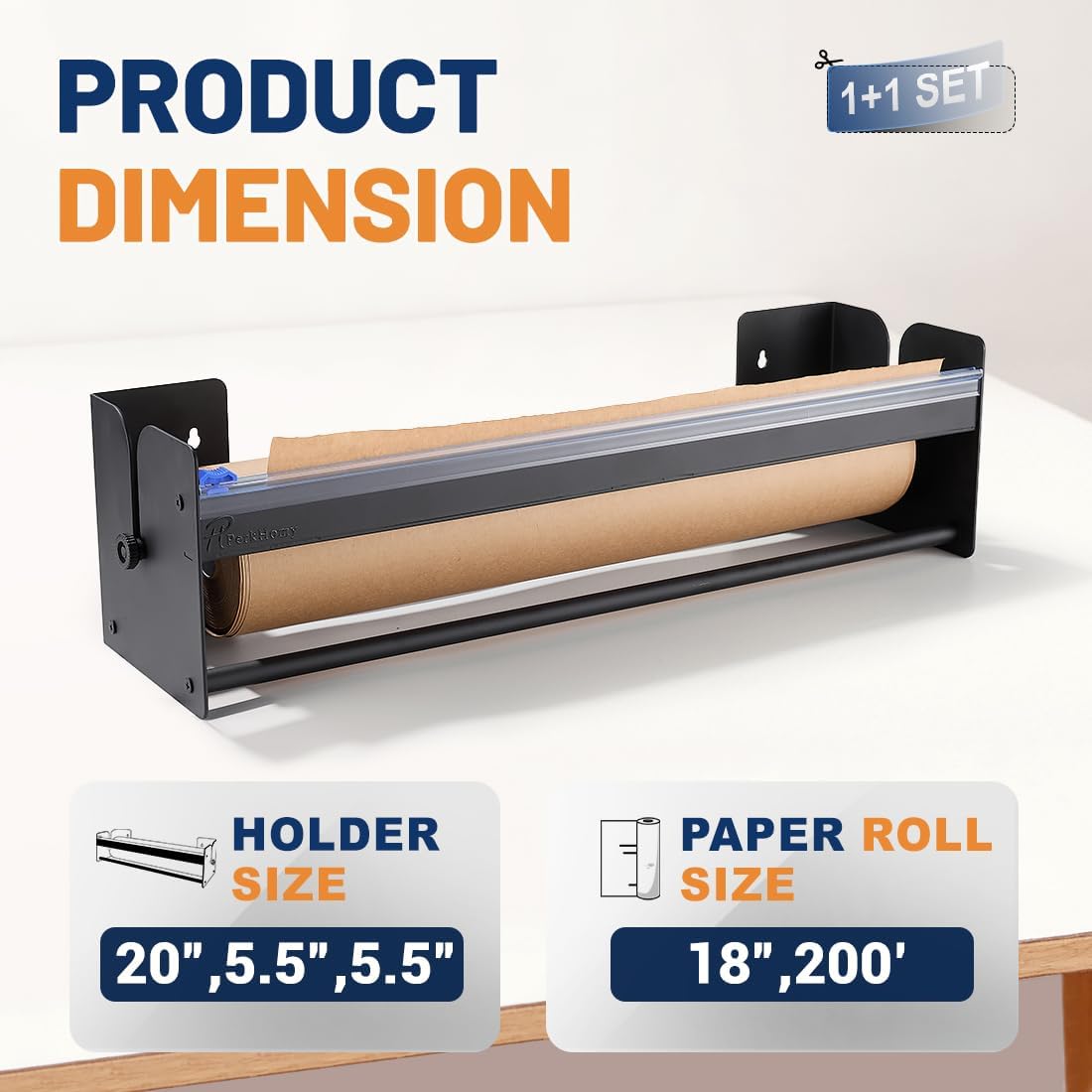 AUCT 22014 - Perkhomy 18 Inch Paper Roll Dispenser and Cutter - Heavy-Duty Wall Mountable, Non Slip Tab - Image 2