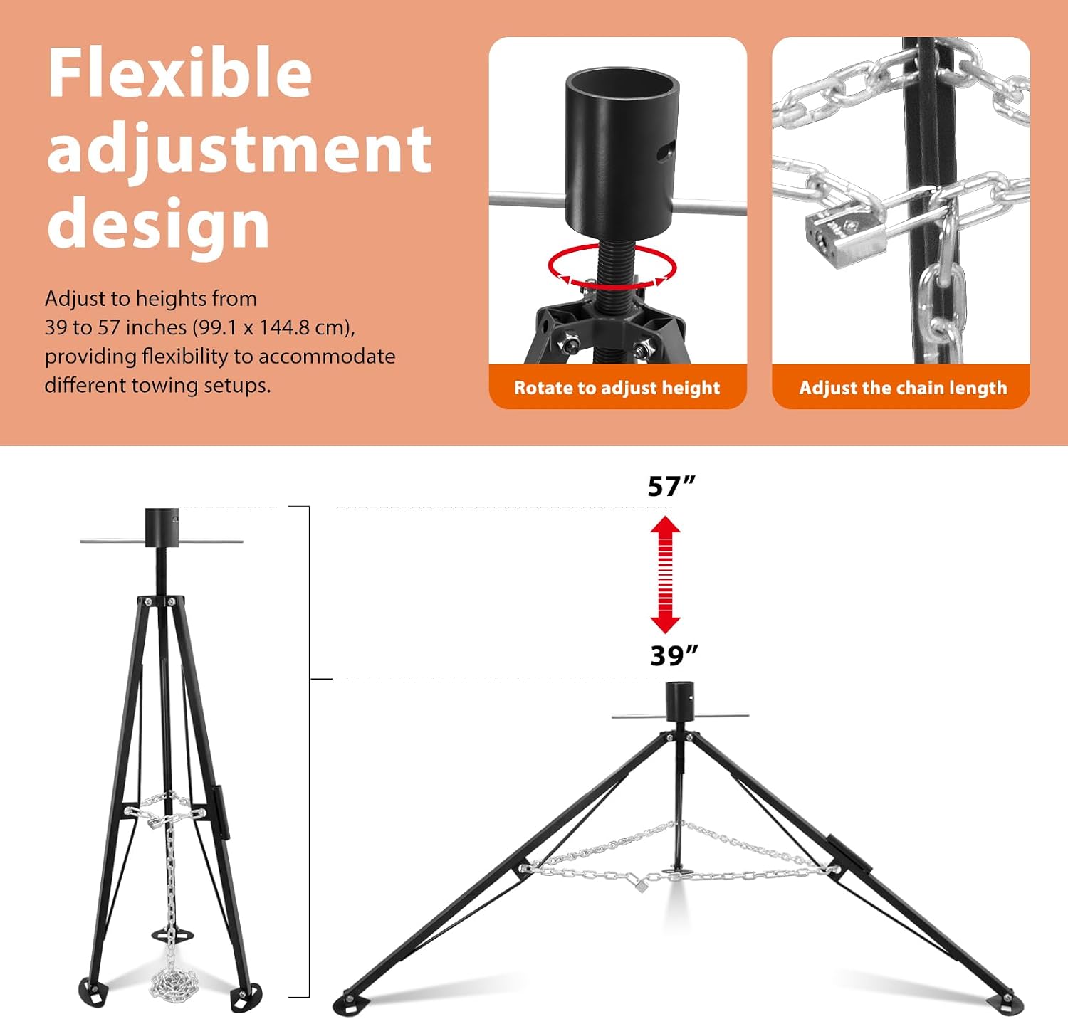 AUCT 22447 - $71 Gooseneck Tripod Stabilizer for 5th Wheel or Trailer, Adjustable Stabilizer with 7500l - Image 2