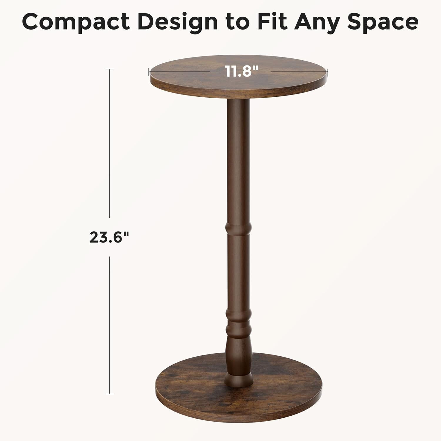 AUCT 20930 - Homleke Round Side Table with Solid Wood Pillar, Small Drink Table - Image 3