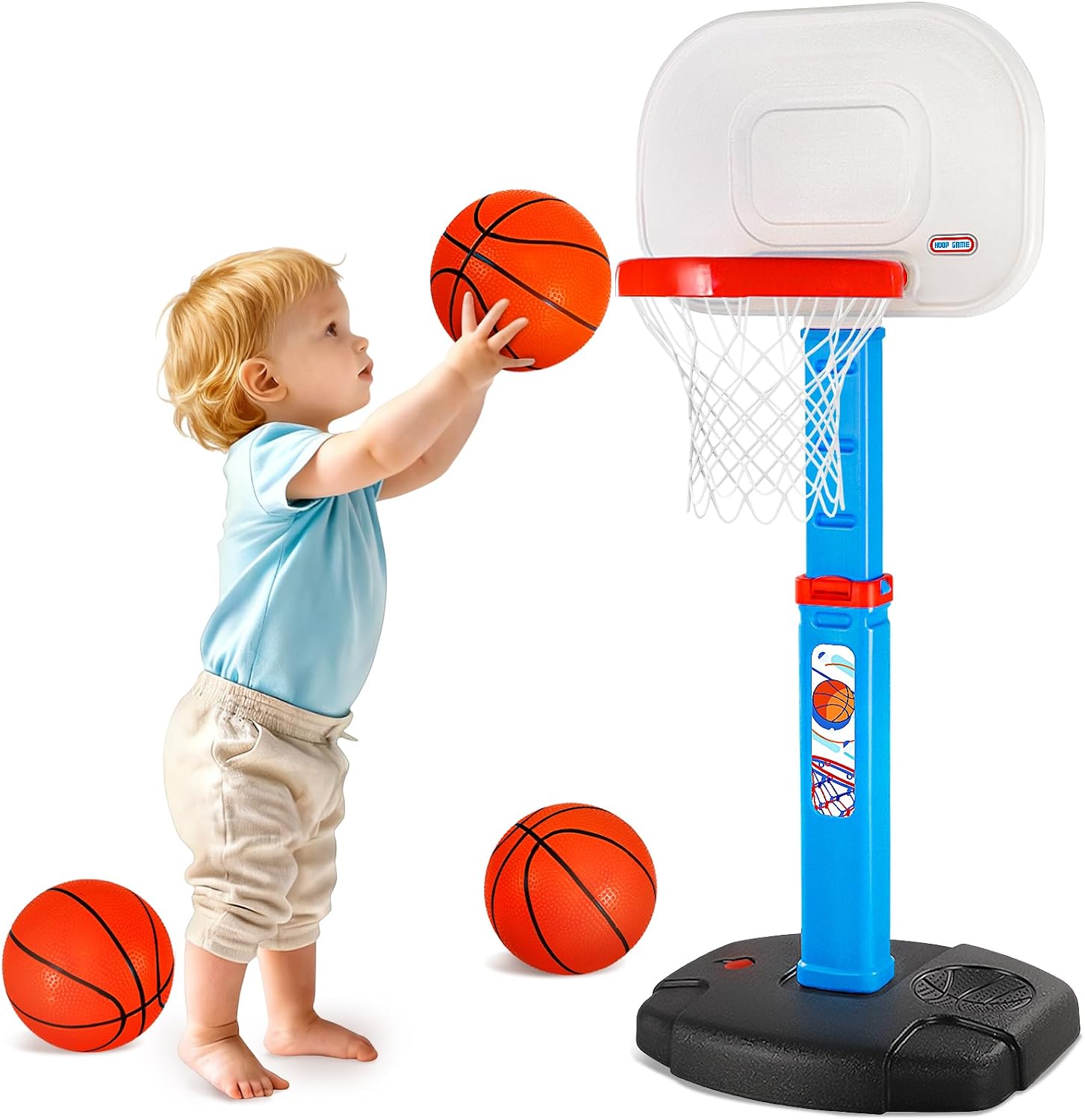 AUCT 20798 - Toddler Basketball Hoop Indoor, Adjustable Kids Basketball Hoops Set, Mini Basketball Goal