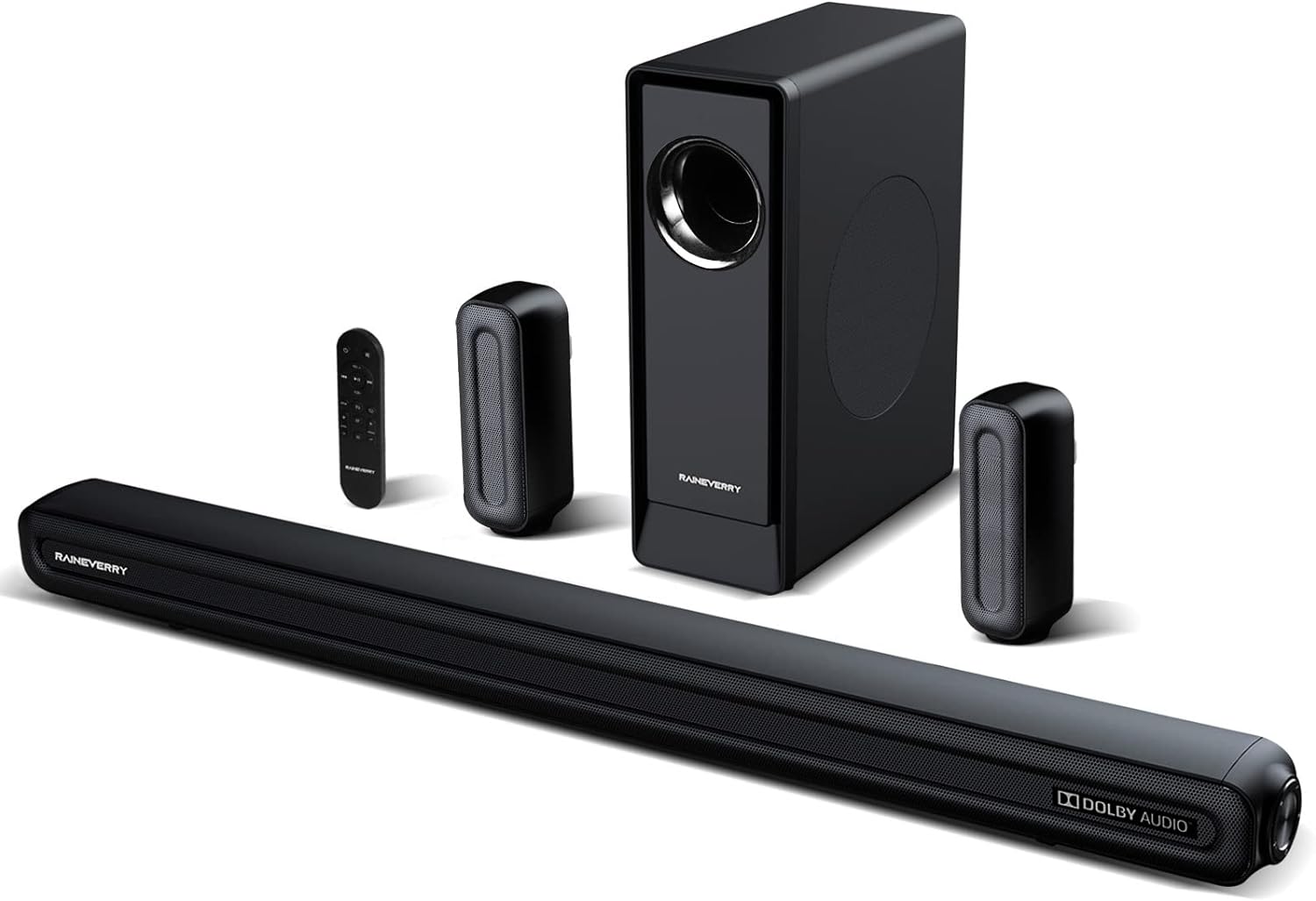AUCT 21837 - $300 5.1 CH Surround Sound Bar with Dolby Audio, Sound Bars for TV, Wireless Subwoofer & R