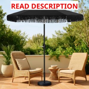 AUCT 22078 - $74 6 Ft Fringe Patio Umbrella - Outdoor Umbrella for Patio, Pool, Table, Garden, & Deck,