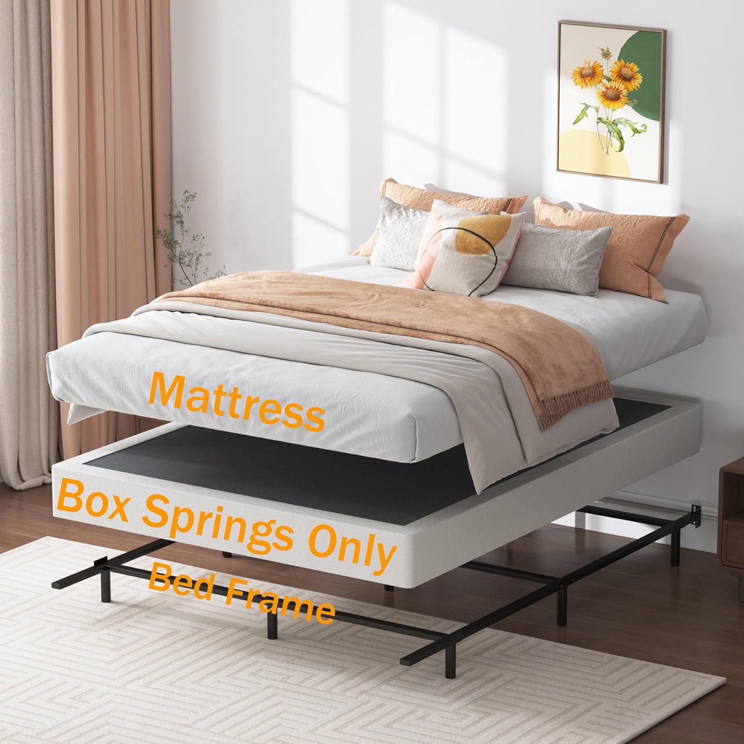 AUCT 22457 - $88 SHLAND King Box Spring 7 Inch Metal Frame Mattress Foundation Bed Base - Image 3