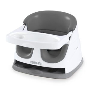 AUCT 21791 - Ingenuity Baby Base 2-in-1 Booster Feeding and Floor Seat with Self-Storing Tray - Slate