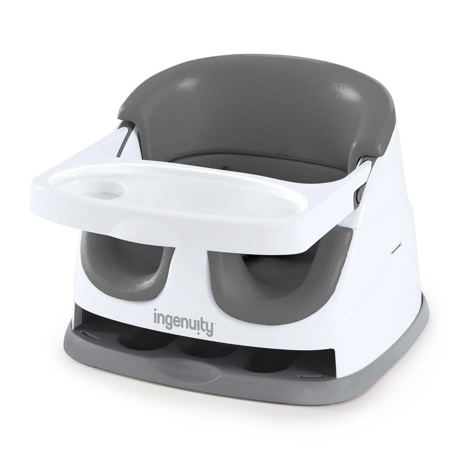 AUCT 21791 - Ingenuity Baby Base 2-in-1 Booster Feeding and Floor Seat with Self-Storing Tray - Slate