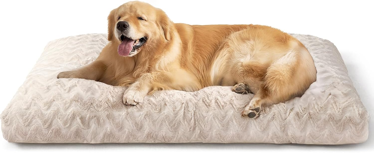 AUCT 21212 - EHEYCIGA Washable XL Dog Beds Large Sized Dog, 41x27 Inch Pet Bed, Beige