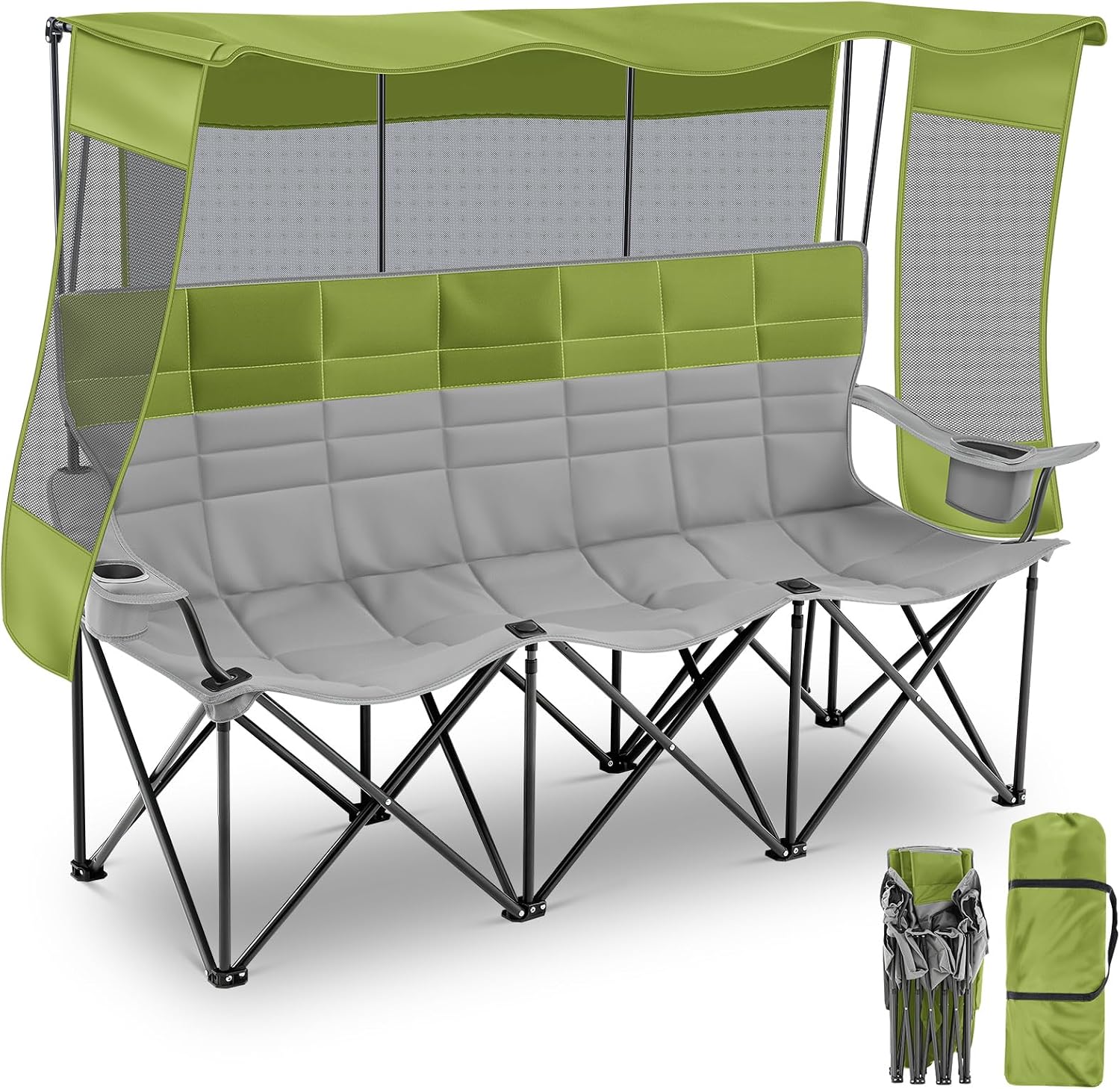 AUCT 21799 - $131 Teenyyou 3 Person Camping Chair with Canopy Shade -Oversized Beach Chair with UV Sun
