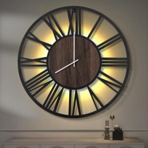 AUCT 22663 - $106 LEIKE 30" Oversized Wall Clock, LED Backlit Industrial Home Decor