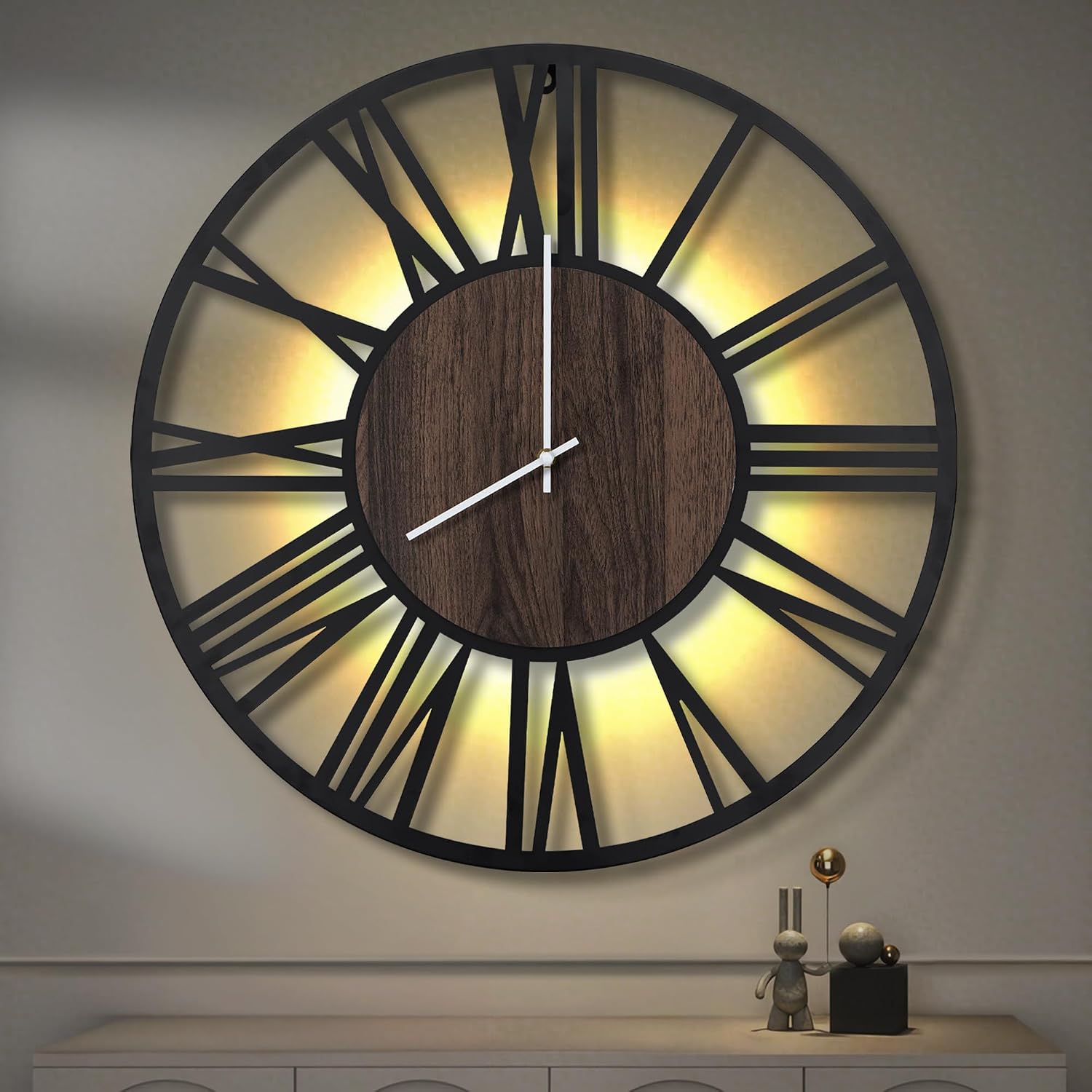 AUCT 22663 - $106 LEIKE 30" Oversized Wall Clock, LED Backlit Industrial Home Decor
