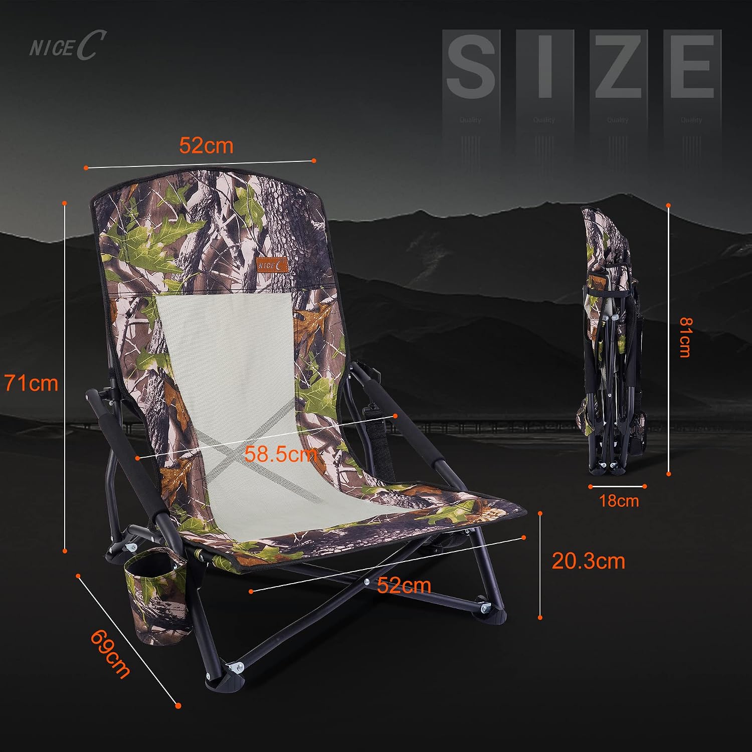 AUCT 22608 - Nice C Hunting Strutter Chair, Folding Low Camping Chair (1 Pack) - Image 3