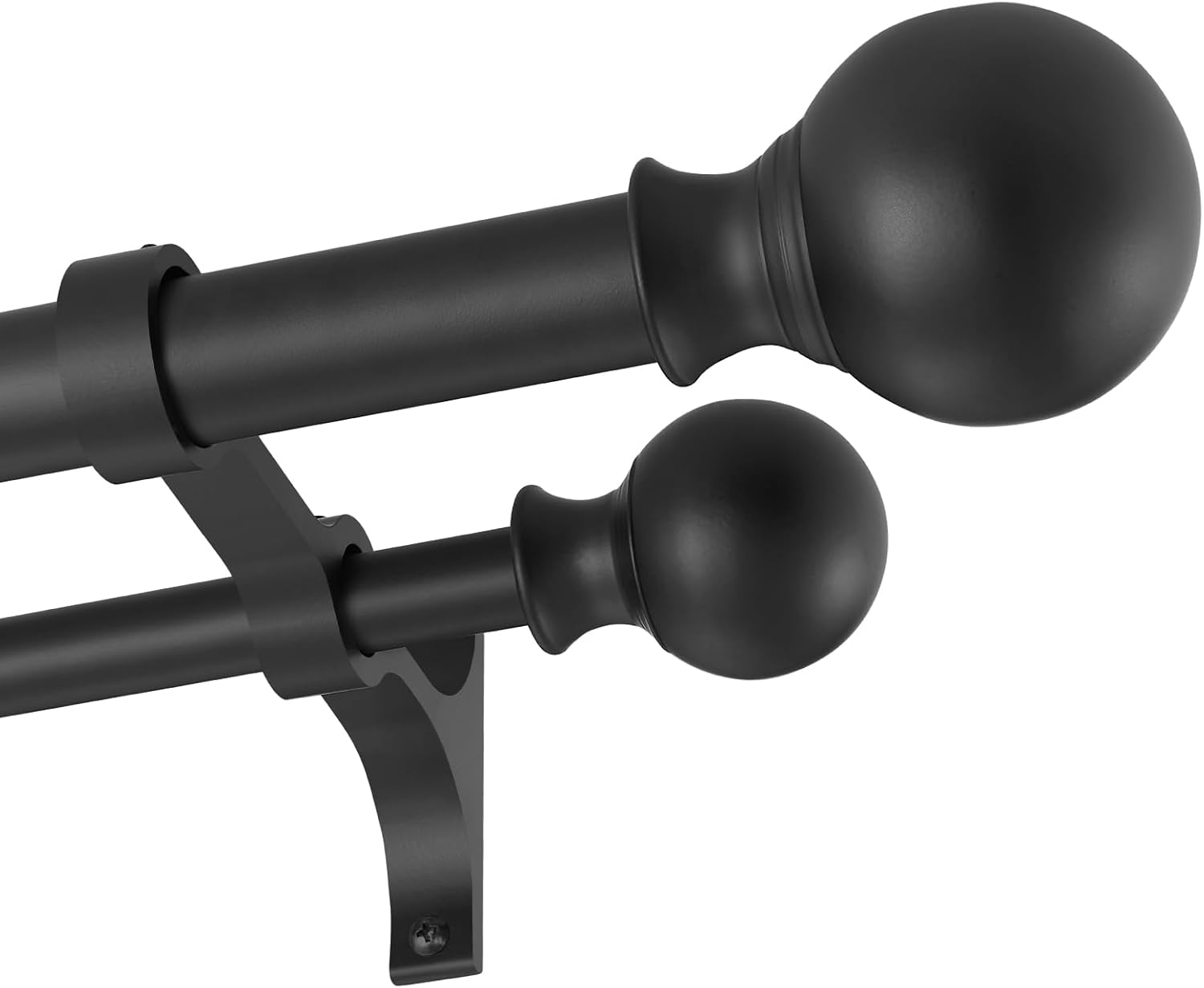 AUCT 22103 - Double Curtain Rods 72-144 Inches with Round Finials, 1 Inch Heavy Duty Drapery Rod with U