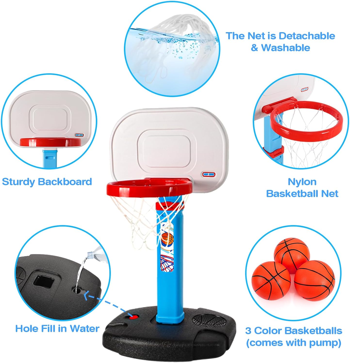 AUCT 20798 - Toddler Basketball Hoop Indoor, Adjustable Kids Basketball Hoops Set, Mini Basketball Goal - Image 4