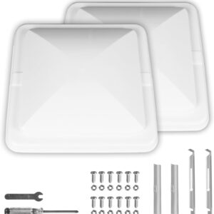 AUCT 21266 - Jack Boss 2 Pack Set RV Vent Covers for Roof, 14 Inch Replacement Camper Vent Lid for Trai