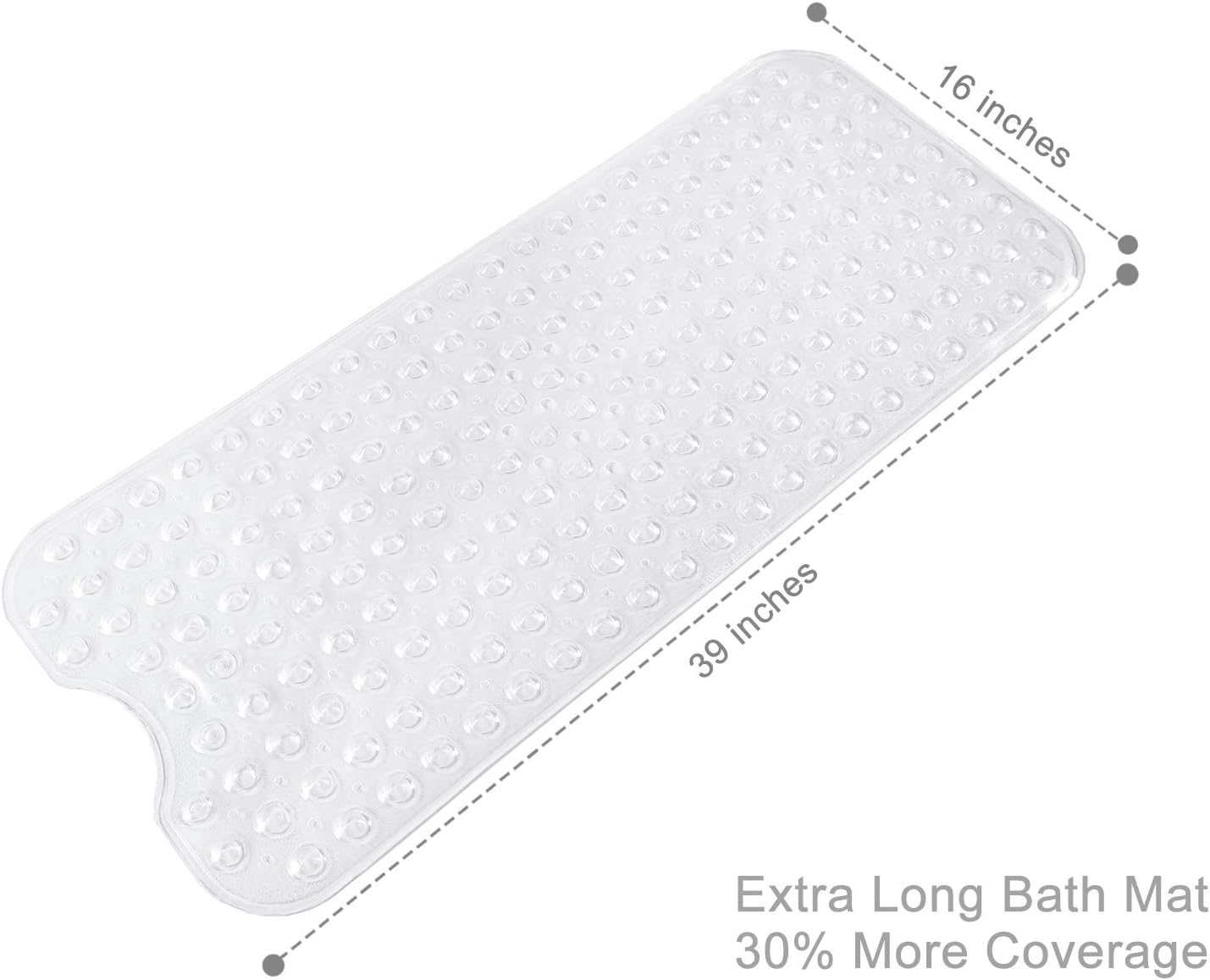 AUCT 21660 - TEESHLY Bathtub Mats for Shower Tub, Extra Long Non-Slip 39 x 16 Inch Bath Mat with Drain - Image 4