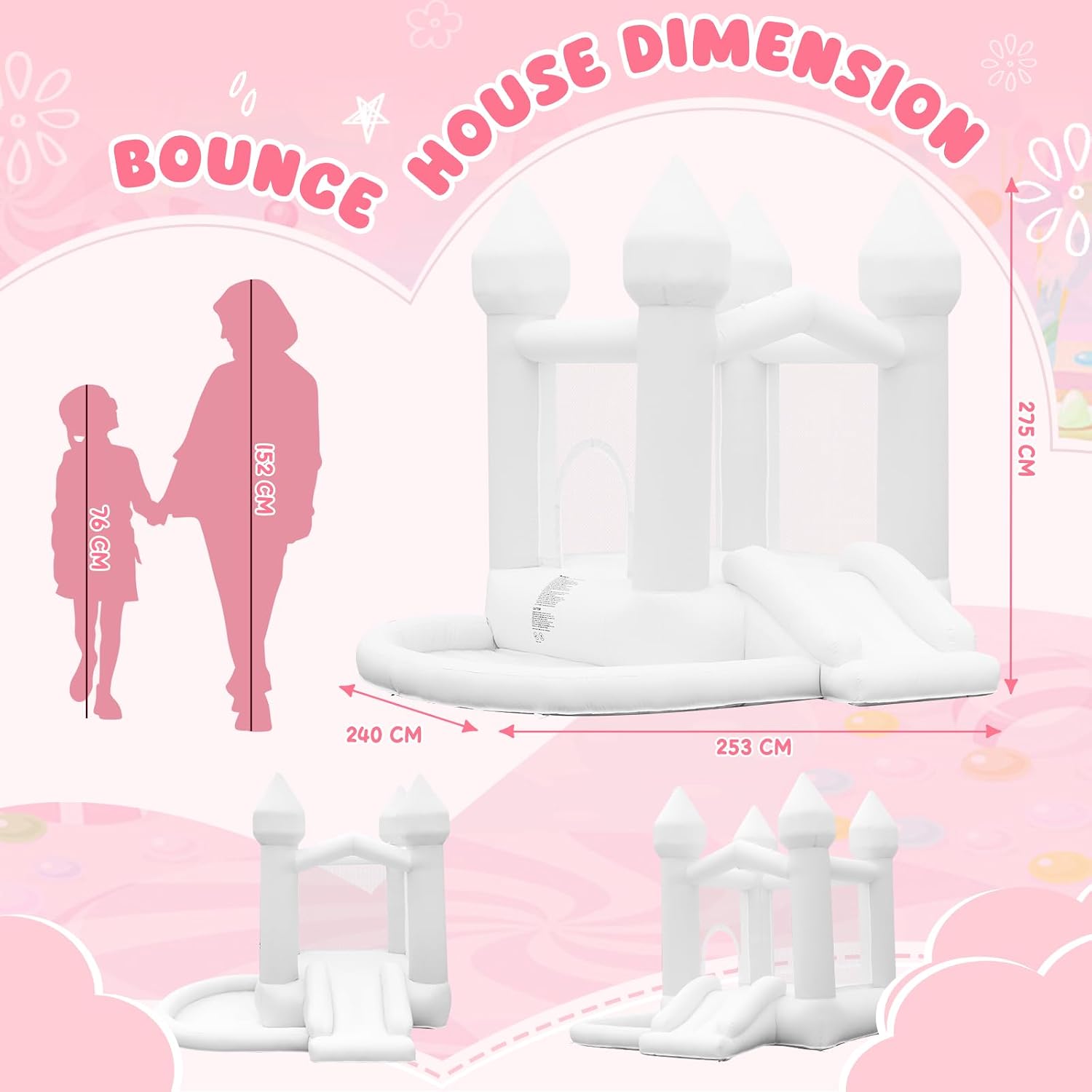 AUCT 22515 - $250 FBSPORT White Bounce House, Inflatable Bouncer with Air Blower,Indoor & Outdoor Bounc - Image 2