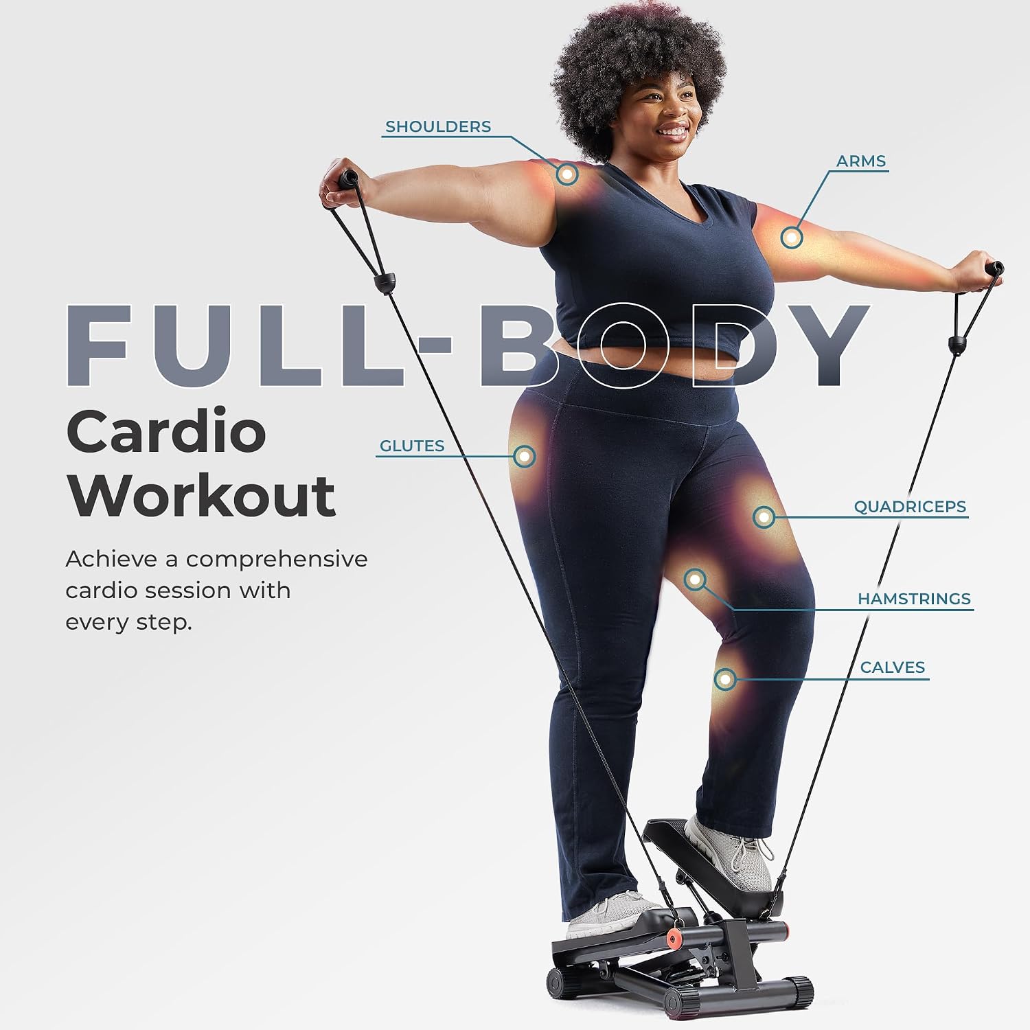 AUCT 21152 - $70 Sunny Health & Fitness Mini Stair Stepper w/Resistance Bands for Home Gym - Image 2