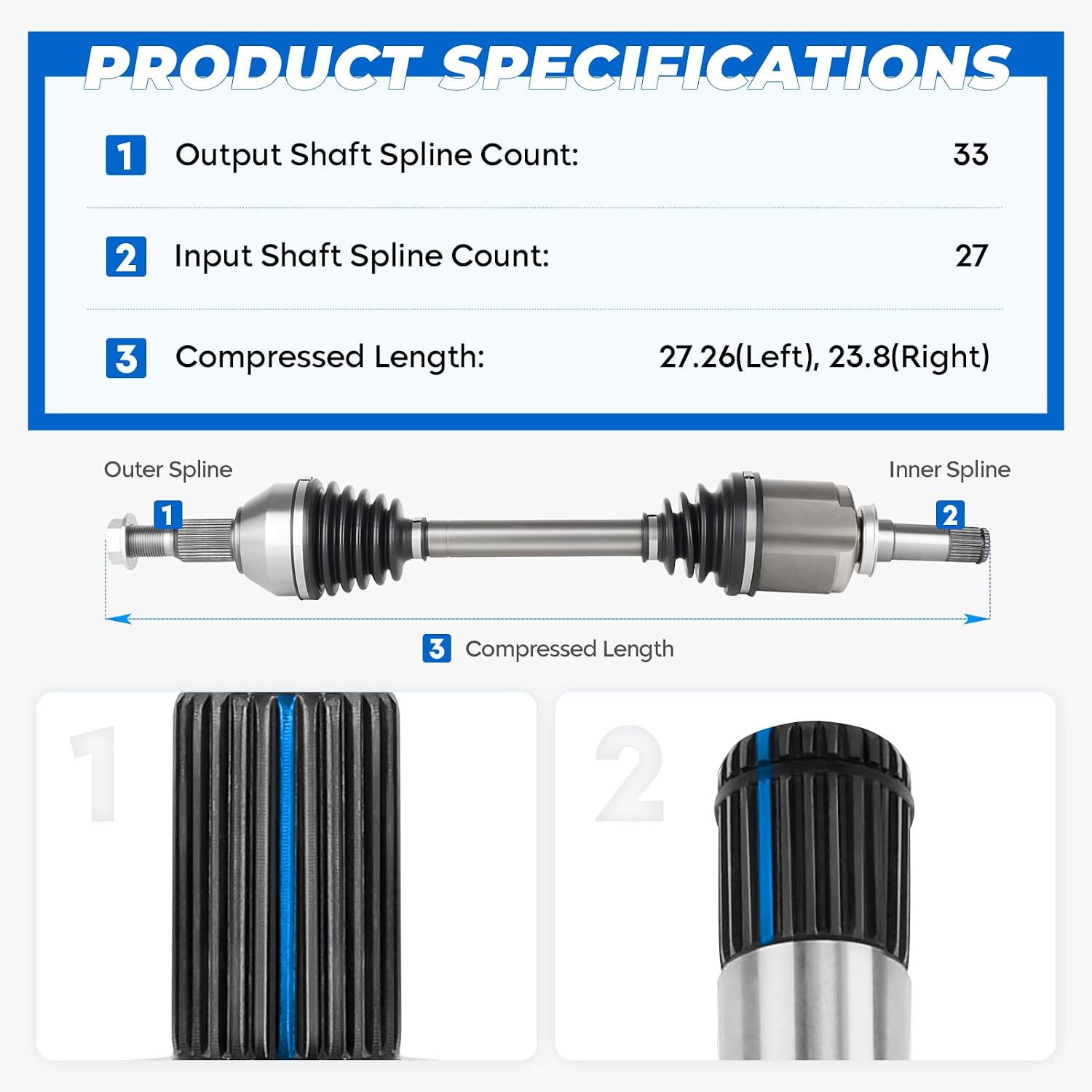 AUCT 22499 - $111 TadaMark New Front Pair CV Axle Shaft, 08-17 for Acadia & Enclave 3.6L - Image 4