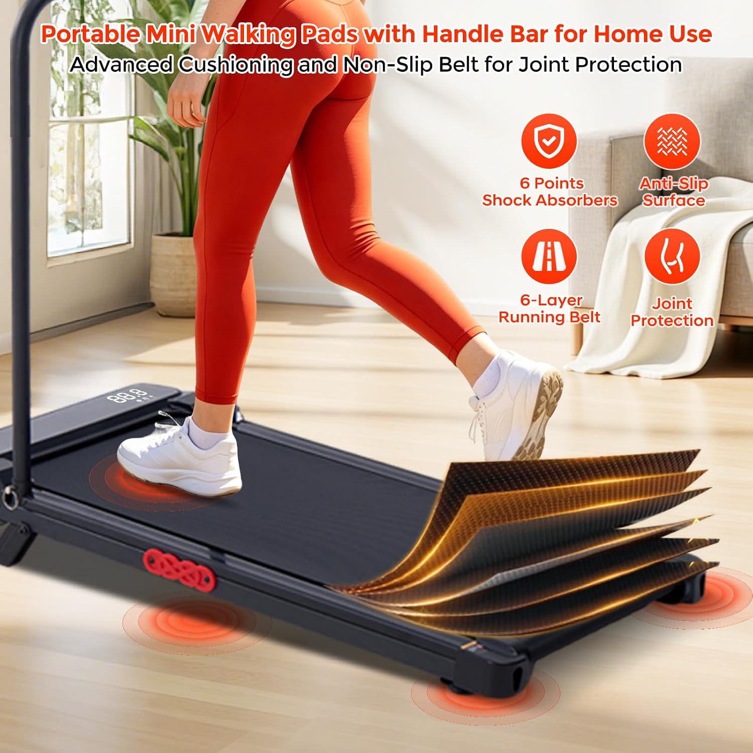 AUCT 22491 - $114 Portable Treadmills for Home Compact Walking Pad with Handle Bar Incline - Image 3