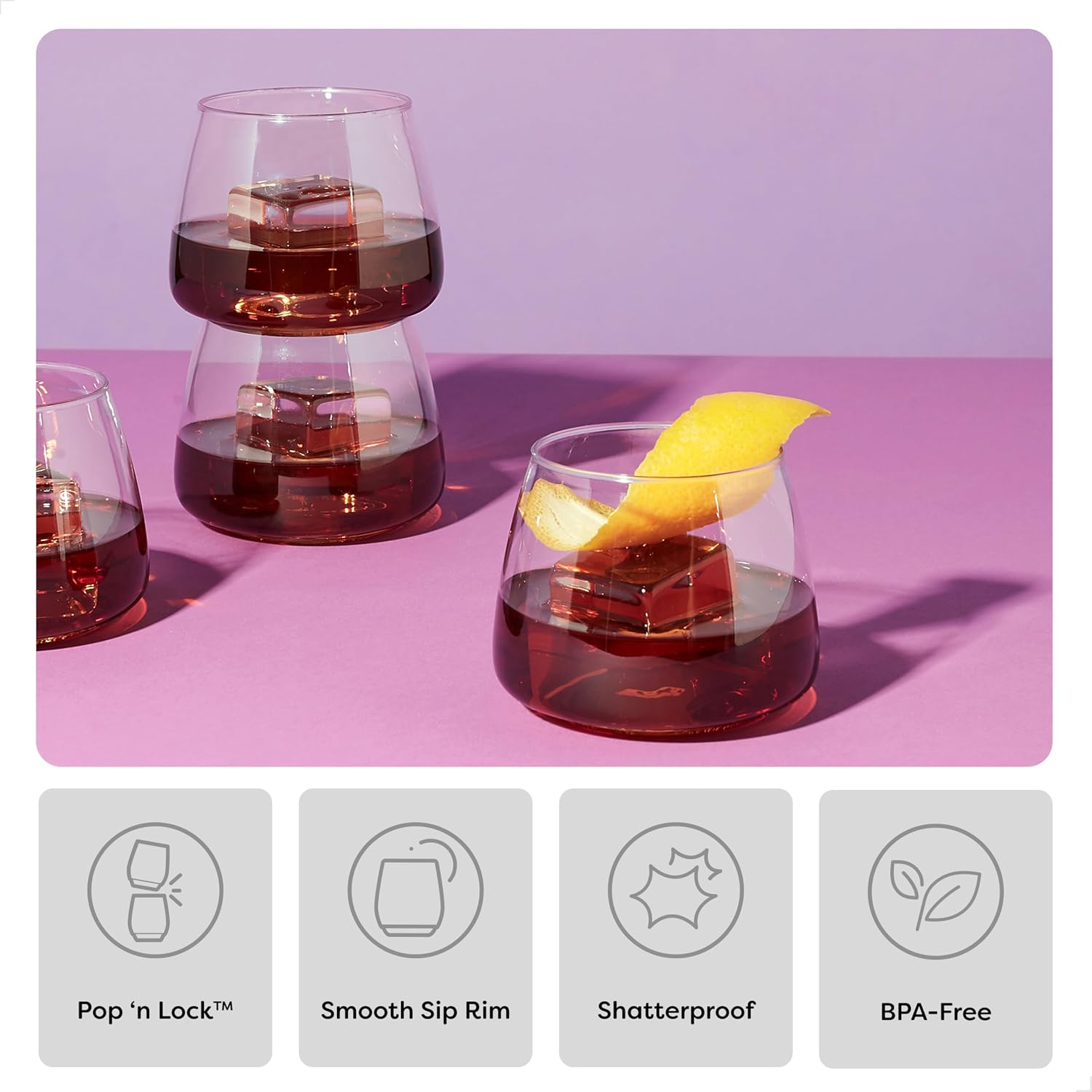 AUCT 20953 - $63 TOSSWARE POP 12oz Rocks SET OF 48, Premium Quality, Recyclable, Unbreakable & Crystal - Image 3
