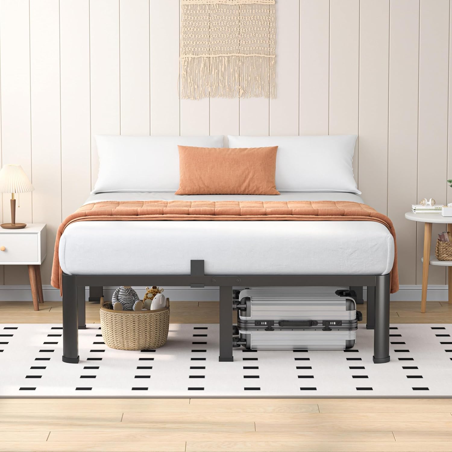 AUCT 20974 - $95 VIPSHOW 14 Inch King Heavy Duty 3500lbs Bed Frame with Round-Corner - Image 2