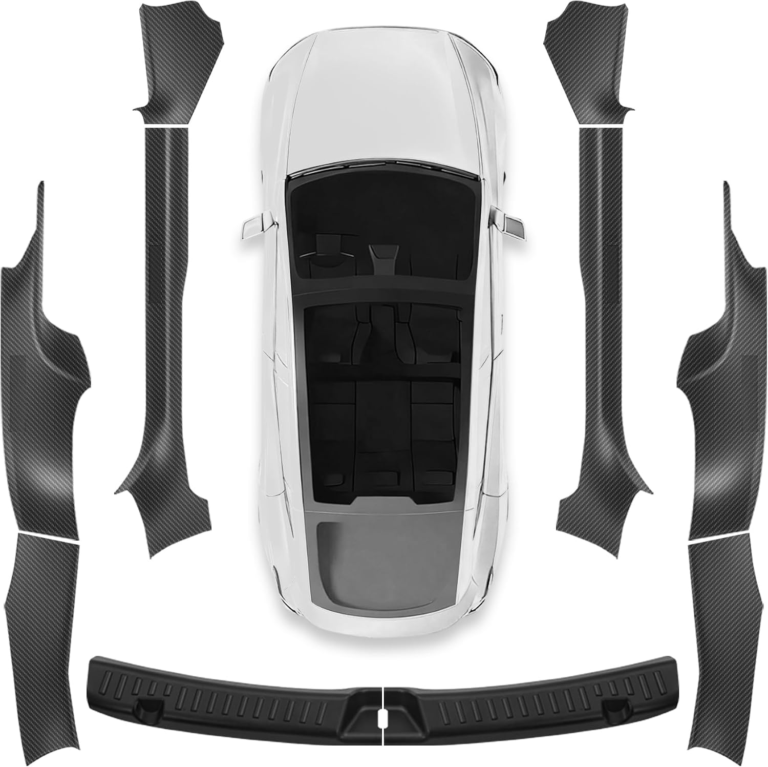 AUCT 22524 - $90 10Pcs for Tesla Model Y Juniper(2025-2026) Carbon Fiber Door Sill Protector with Bumpe