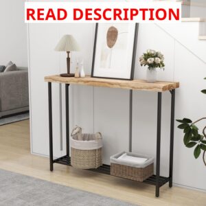 AUCT 21645 - $76 Acovy Industrial Solid Wood Console Table, 2 Tier Entryway Table with Storage Shelves,